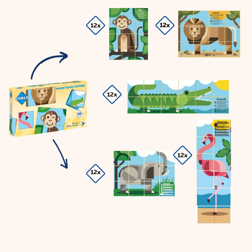 Coblo Toppers Dieren - 60 stuk