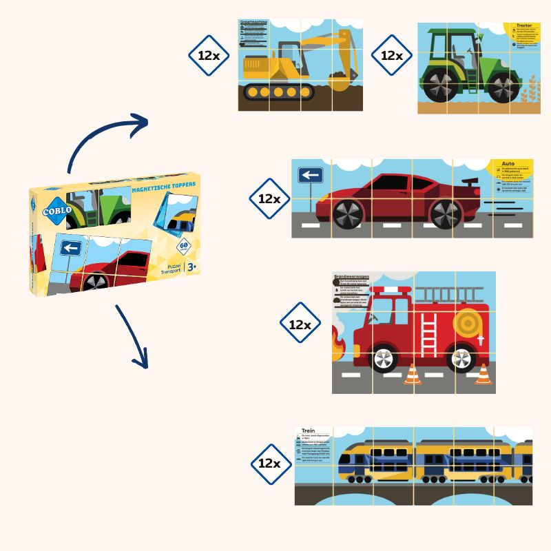 Coblo Puzzel Toppers Transport - 60 stuks
