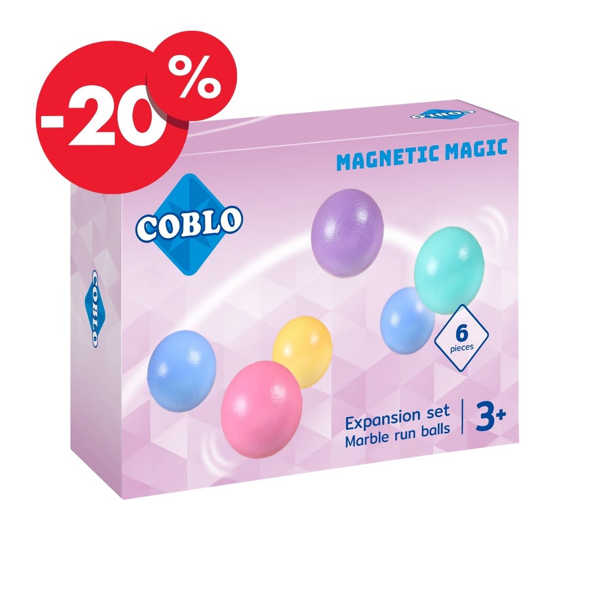 Coblo Pastel Marble Run balls - 6 pieces