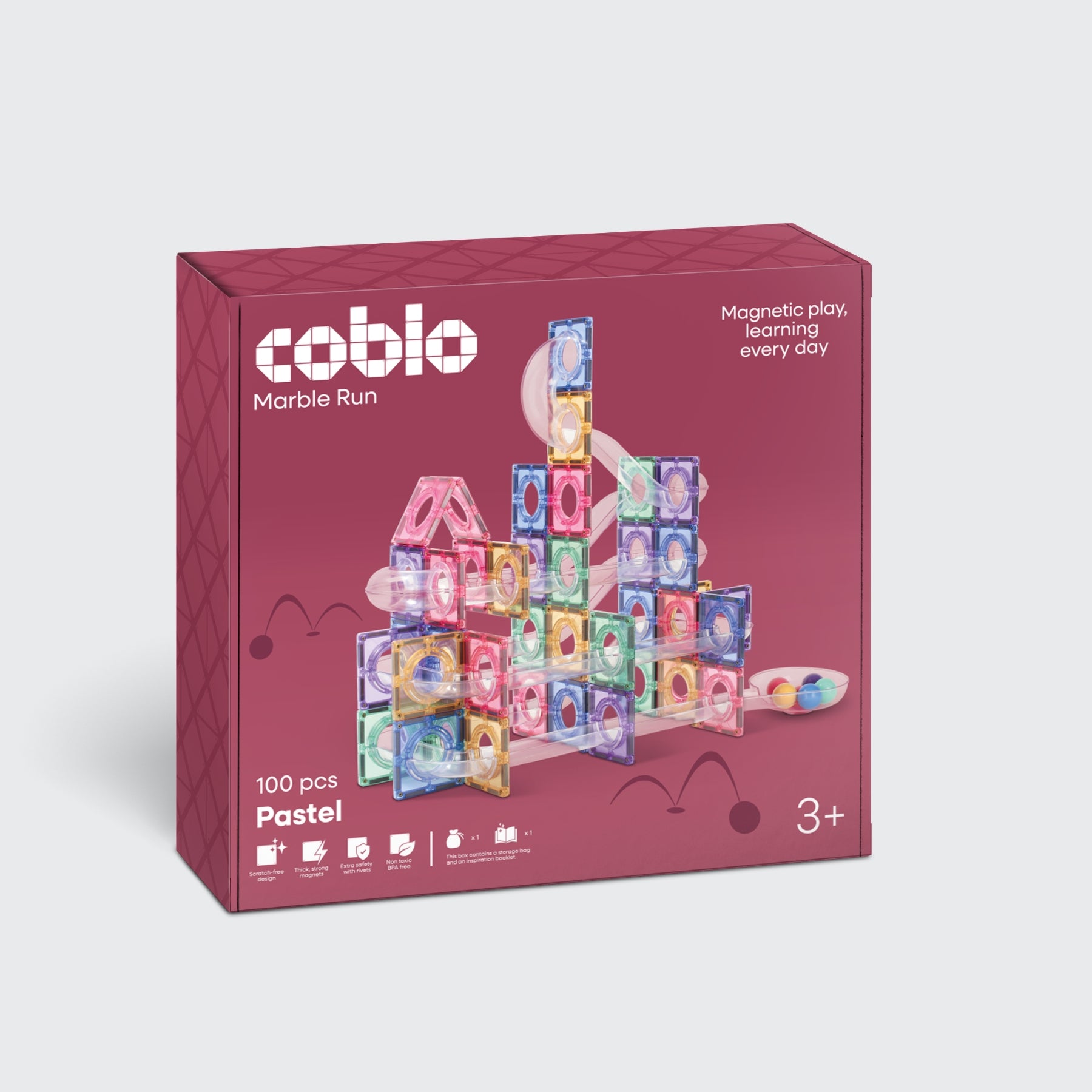 Coblo Pastel Knikkerbaan - 100 stuks