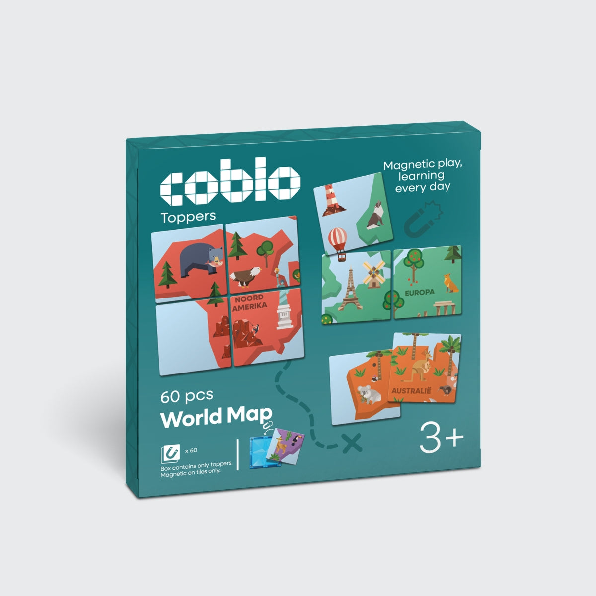 Coblo Toppers Wereldkaart - 60 stuks